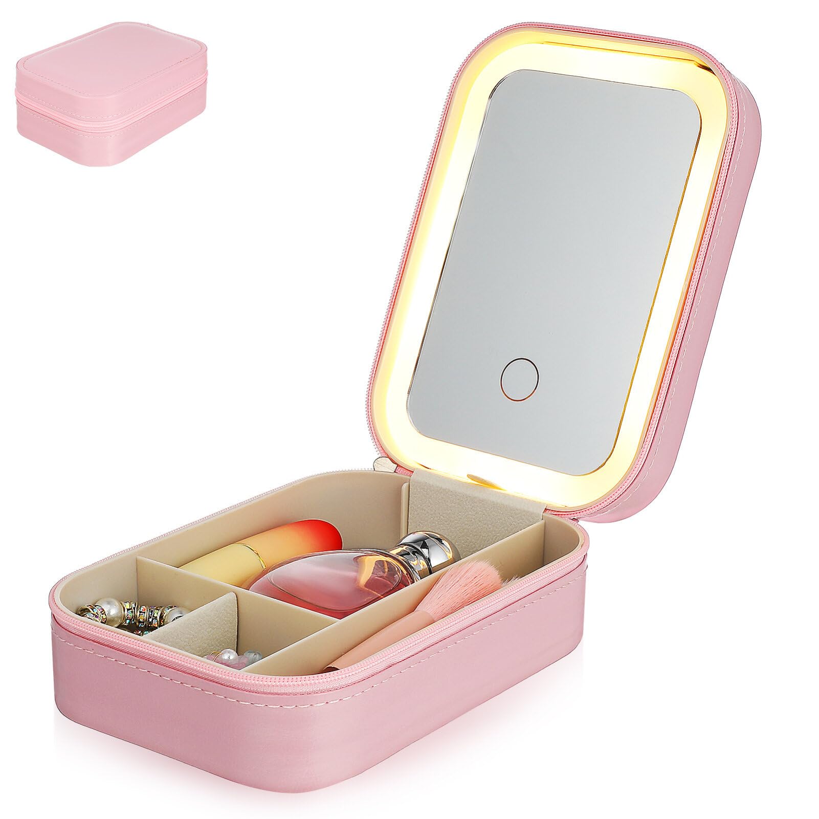 Amazon.com: Beavorty Travel Makeup Organizer with Led Mirror